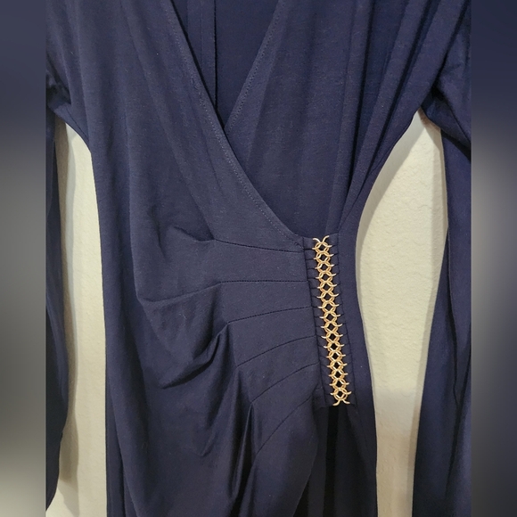 Cache Faux Wrap Long Sleeve Bodycon Dress Size XS Navy Blue - Picture 8 of 9